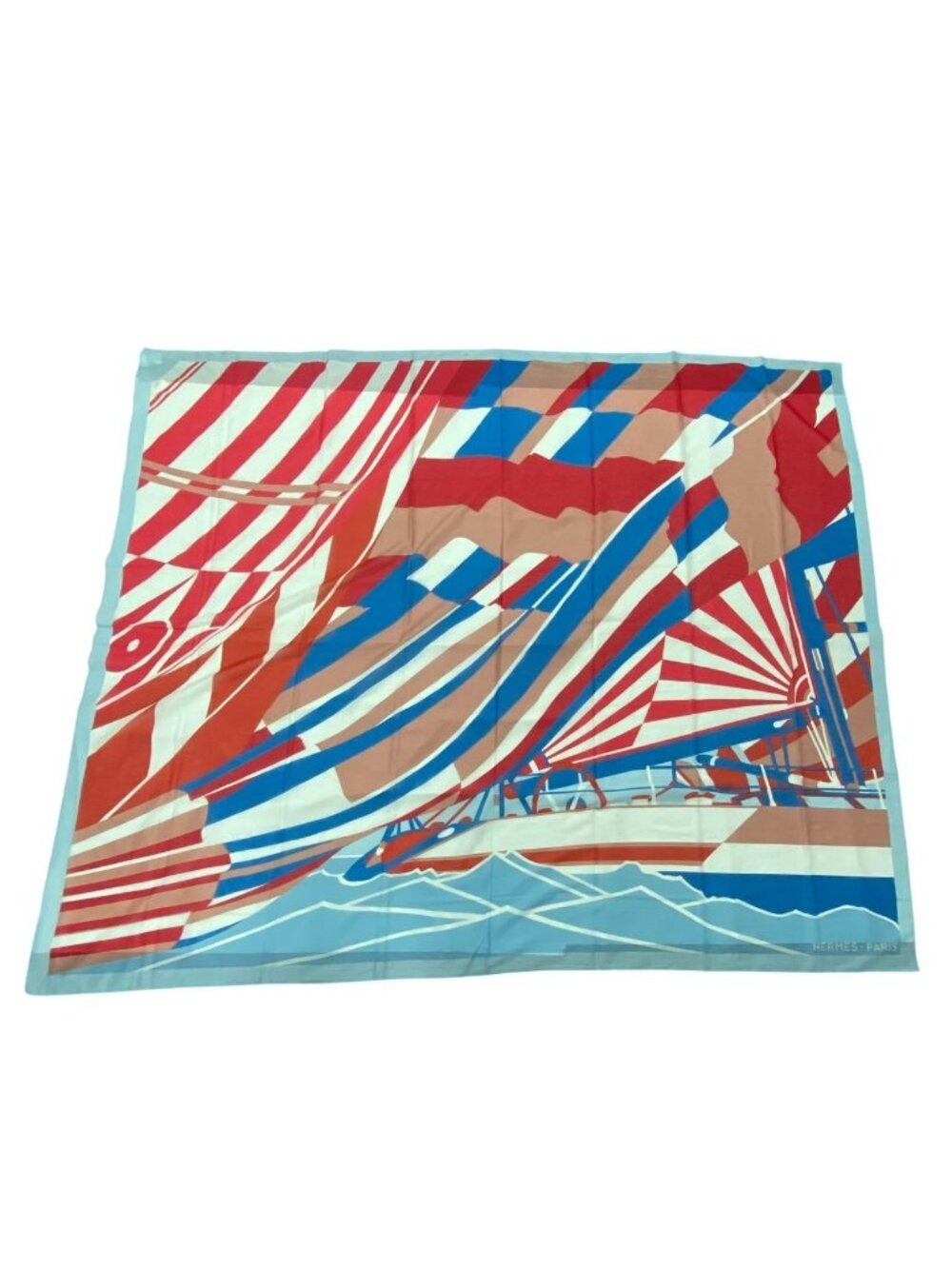 Hermes Scarf Carre 140 Large Yacht Pattern Blue